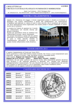 Bollettino - Circolo Culturale Filatelico Numismatico Morbegnese