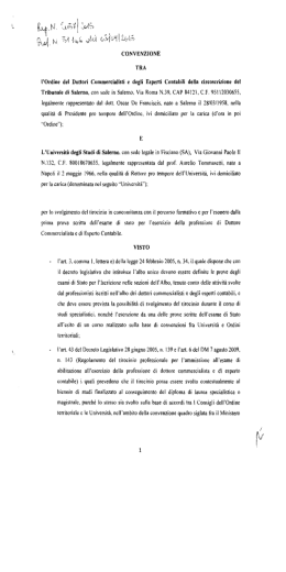 Convenzione per il tirocinio ODCEC Salerno / Unisa