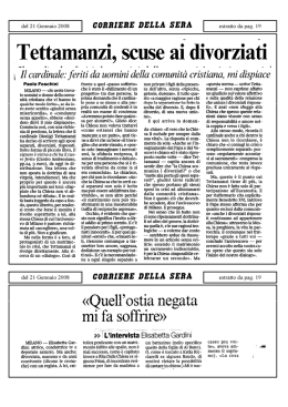 Tettamanzi, scuse ai divorziati