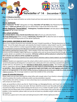 Newsletter n° 14 - December 9 2014