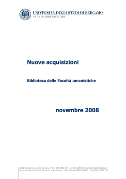 Nuove acquisizioni novembre 2008 - Servizi bibliotecari