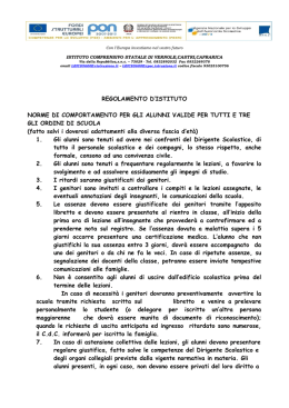 REGOLAMENTO D`ISTITUTO NORME DI COMPORTAMENTO PER