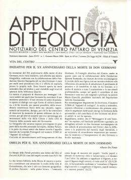 Visualizza il n. 1 del 2006 - Centro di studi teologici Germano Pattaro