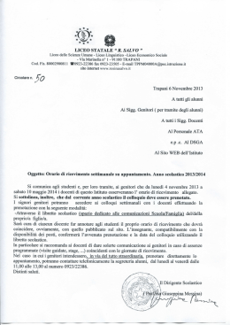 Orario di ricevimento settimanale - A.S. 2013/2014