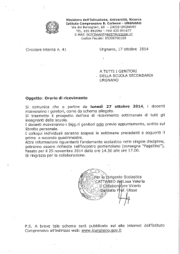 Orario di ricevimento - IC "B. Colleoni" &ndash; Urgnano