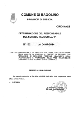 Page 1 Page 2 N&deg;152 del 0467-2014 OGGETTO: APPROVAZIONE