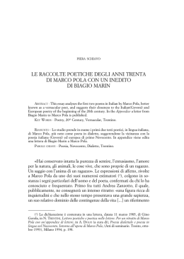 le raccolte poetiche degli anni trenta di marco pola con un inedito di