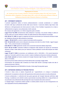 Regolamento di tirocinio - Scienze della Formazione