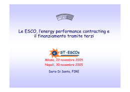 Le ESCO, l`energy performance contracting e il finanziamento