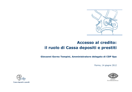 Accesso al credito: il ruolo di Cassa depositi e prestiti