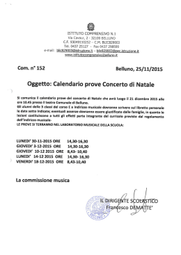 comun. n. 152 -calendario prove concerto natale