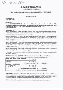Page 1 NAV. N ° 47 p=Z– 2% 29 Z É COMUNE DI BISEGNA