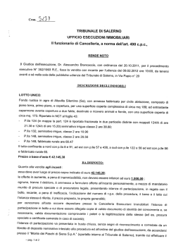 TRIBUNALE DI SALERNO UFFlClO ESECUZ\ON\ lMMOB\L\AR\