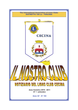 Notiziario n° 1 - Lions Club Cecina