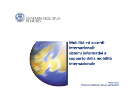 Mobilità ed accordi internazionali: sistemi informativi a