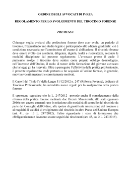 Regolamento per lo svolgimento del tirocinio forense