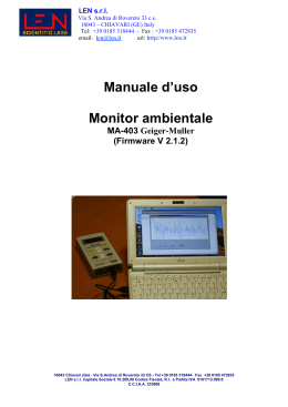 Manuale d`uso Monitor ambientale