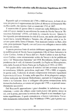 Note bibliografiche salentine sulla Rivoluzione Napoletana del 1799