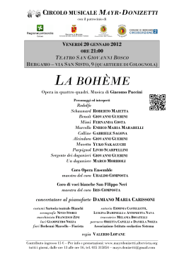 ore 21.00 La Bohème - Circolo musicale Mayr-Donizetti