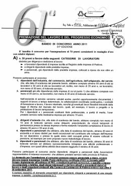 PREMIAZIONE DEL LAVORO E DEL PROGRESSO ECONOMICO l f