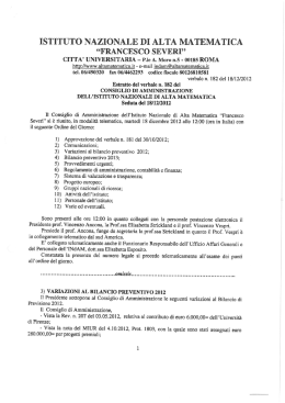 3ª Variazione al Bilancio Preventivo
