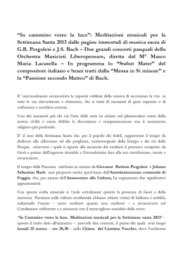 &ldquo;In cammino verso la luce&rdquo;: Meditazioni musicali per la Settimana