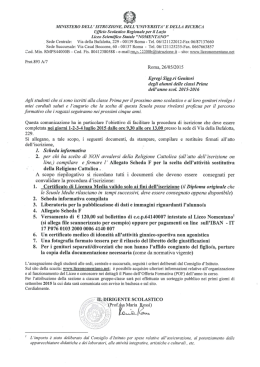 Iscrizioni classi prime a.s. 2015-16 Lettera d`invito