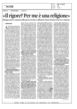 &laquo;Il rigore? Per me &egrave; una religione&raquo;