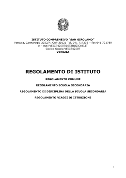 regolamento di istituto - Istituto Comprensivo San Girolamo