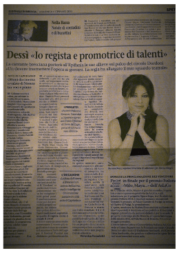 cantante bresciana porterà all`Epifanìa le su