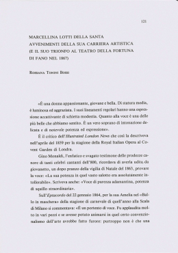 Marcellina Lotti Della Santa. Avvenimenti della sua carriera artostica