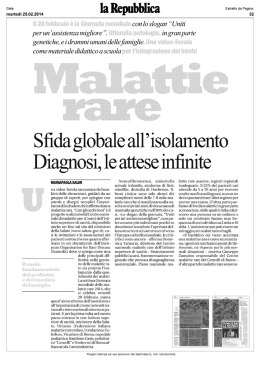 Malattie rare Sfida globale all`isolamento Diagnosi, le attese infinite