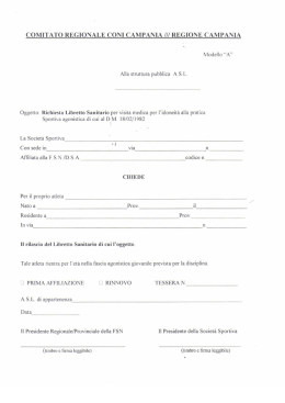 Modulo Richiesta Libretto Sanitario