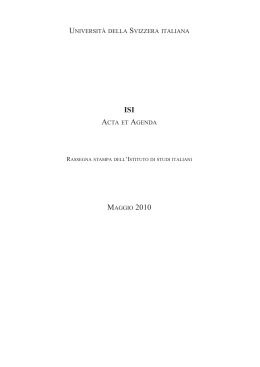 Acta et agenda 2010 - Istituto di studi italiani