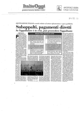 Subappalti, pagamenti diretti. - ANCE Forl&igrave;