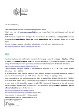 Foglio Informativo Erasmus Incoming 2014-2015
