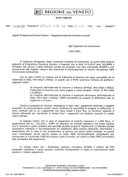 Pagamento indennit&agrave; di tirocinio - Regione Veneto