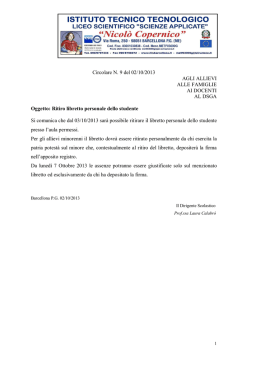 Circolare n.9 Ritiro libretti 2013