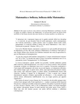 Matematica e bellezza, bellezza della Matematica