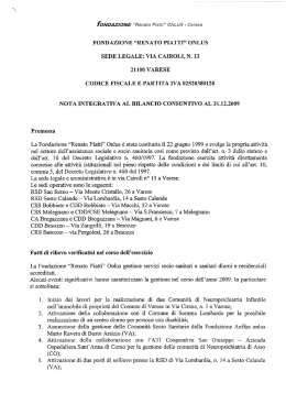 Nota Integrativa 2009 - Fondazione Renato Piatti
