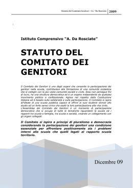 Statuto del Comitato Genitori &ndash; I.C. &ldquo;Da Rosciate