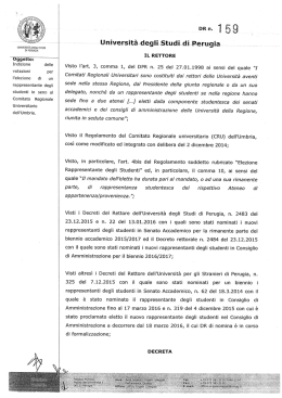 Indizione delle votazioni per l`elezione di un rappresentante degli