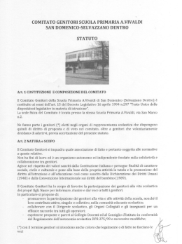 Statuto del Comitato Genitori della Scuola