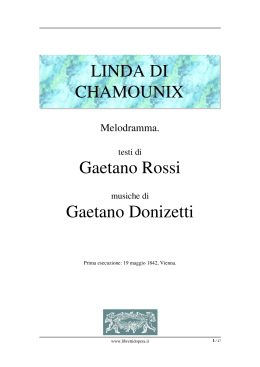 Linda di Chamounix - Libretti d`opera italiani