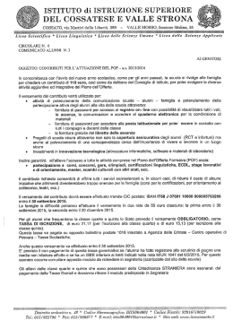 ISTITUTO di ISTRUZIONE SUPERIORE DEL COSSATESE E VALLE