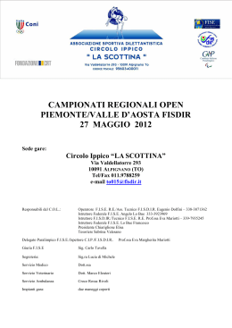 campionati regionali open piemonte/valle d`aosta fisdir 27 maggio
