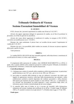 Tribunale Ordinario di Vicenza Sezione Esecuzioni