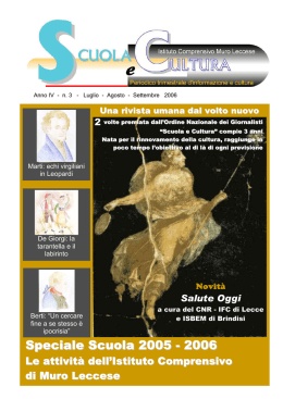Scuola e Cultura - Luglio 2006 - Istituto Comprensivo Muro Leccese
