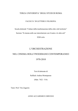 l`orchestrazione nel cinema hollywoodiano contemporaneo 1970