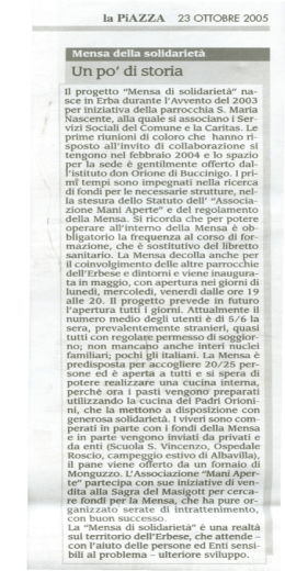 La Piazza del 23/10/2005 - Associazione Mani Aperte